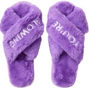 GLOW RECIPE BERRY PURPLE FAUX FUR SLIPPERS